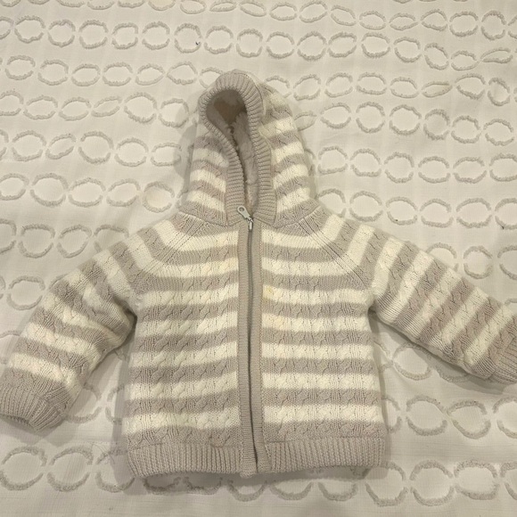 Angel Dear Sherpa Zipper Jacket with Hood in grey/white 0-6m - Picture 3 of 5